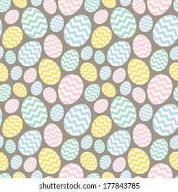 Seamless Vector Pattern of Easter Eggs with Chevron Fill