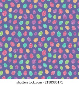 Seamless vector pattern of Easter eggs. Holiday background for greeting card, website, printing on fabric, gift wrap, postcard and wallpapers. Easter background. 