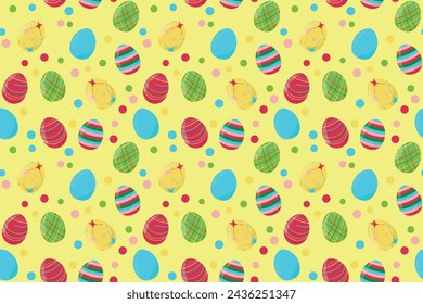 Seamless vector pattern Easter Eggs ornament Endless texture for spring design decoration print fabric greeting cards posters invitations advertisement Yellow background
