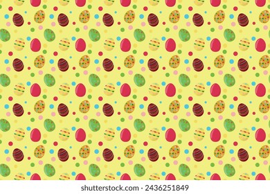 Seamless vector pattern Easter Eggs ornament Endless texture for spring design decoration print fabric greeting cards posters invitations advertisement Yellow background Wrapping paper