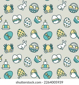 Seamless vector pattern with Easter. For fabric, paper, wrap, textile, poster, scrapbooking, wallpaper or background, for web site or mobile app