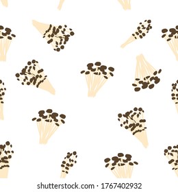Seamless vector pattern with edibles mushrooms. Hand drawn mushrooms Armillaria on background for fabric, textile and wallpaper. Autumn background. Vector doodle illustration.