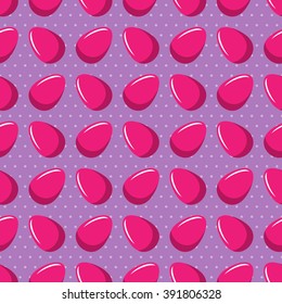 Seamless vector pattern with eggs on dotted background. Easter background.