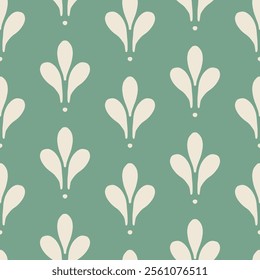 Seamless vector pattern with elegant fleur de lis flowers on royal green textile scrapbook packaging