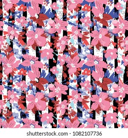Seamless vector pattern of elegant flowers. Hand draw illustration.