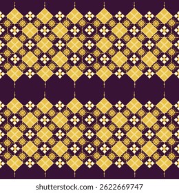 seamless vector pattern with elegant gold shapes on a rich dark background. Great for fabric,packaging,wallpaper,wrap,carpet,decorative illustion and decor projects. Fully editable EPS file included.