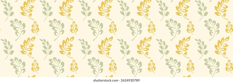 Seamless vector pattern with elegant leafy branches on a light background. Modern minimalist botanical plain design, ideas for textiles, wallpapers, packaging, invitations, and stylish decorative 