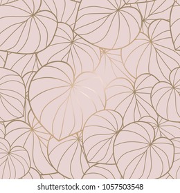 Seamless vector pattern elegant linear foliage lines and leaves ceramic rose gold soft pink