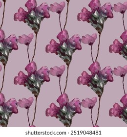 Seamless vector pattern of elegant purple violets
