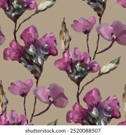 Seamless vector pattern of elegant purple violets