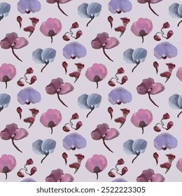 Seamless vector pattern of elegant purple violets