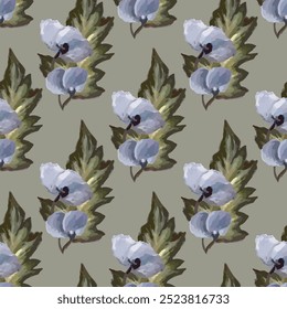 Seamless vector pattern of elegant purple violets