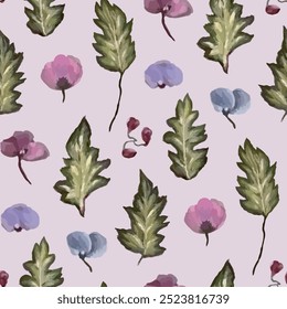 Seamless vector pattern of elegant purple violets