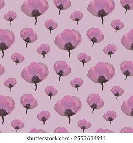 Seamless vector pattern of elegant purple violets