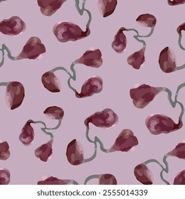 Seamless vector pattern of elegant purple violets