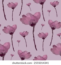 Seamless vector pattern of elegant purple violets