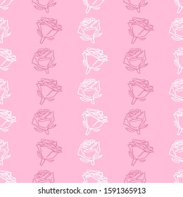 Seamless vector Pattern with elegant Roses for Valentine's Day design. Hand drawn love and romance pastel background.