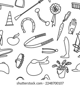 Seamless vector pattern with elements of equestrian equipment