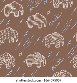 Seamless vector pattern with elephants