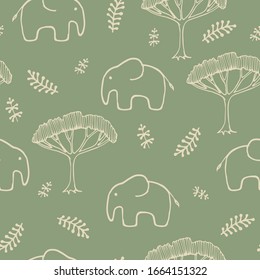 Seamless vector pattern with elephants