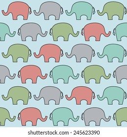 seamless vector pattern with elephants