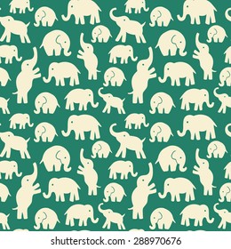 Seamless vector pattern with elephants. Can be used for textile, website background, book cover, packaging.