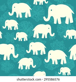 Seamless vector pattern with elephants. Can be used for textile, website background, book cover, packaging.