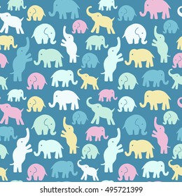 Seamless vector pattern with elephants. Can be used for textile, website background, book cover, packaging.