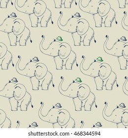 Seamless vector pattern with elephants/can be used for kid's or baby's shirt design/textile print /fashion graphic/kids wear/tee