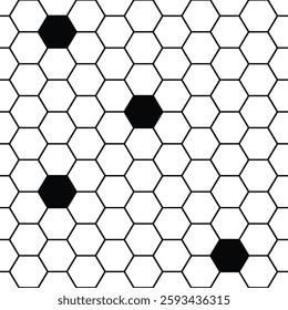 Seamless vector pattern empty honeycomb with filled and empty cells textile wallpaper fabric 