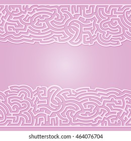 Seamless  vector pattern with empty space in the middle. Labyrinth. Relief. Colors of the year. Isolated on gradient background.