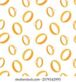 Seamless vector pattern with engagement rings and wedding symbols. Romantic design celebrating marriage and commitment. Perfect for gift wrapping, invitations, textiles, posters, and digital graphics