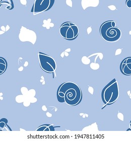 Seamless vector pattern eps blue seashells