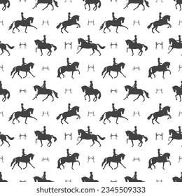 Seamless vector pattern, equestrian, dressage