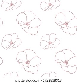 Patrón de Vector sin fisuras de amapolas etéreas de arte lineal en blanco. Simbolizando la pureza, el crecimiento espiritual y la belleza frágil en un estilo botánico moderno.