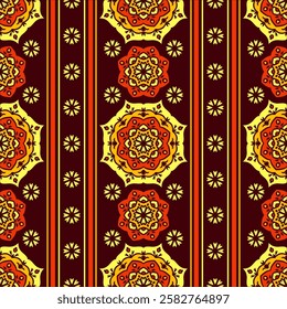 Seamless vector pattern with ethnic circular ornament. Stylish folk design for textile, wallpaper, fabric, paper and other surfaces.