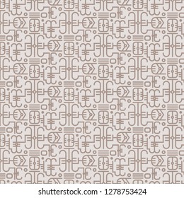 Seamless vector pattern with ethnic hieroglyph symbols. Abstract vector background