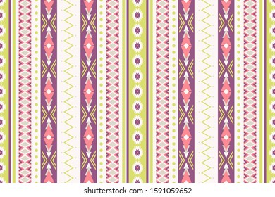 Seamless vector pattern with ethnic motifs. Geometric tribal background with vertical ornament for design, print on paper and textile.