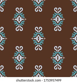 Seamless vector pattern with ethnic oriental ornament. Background with folk motifs for printing on fabrics, wallpaper and other surfaces.