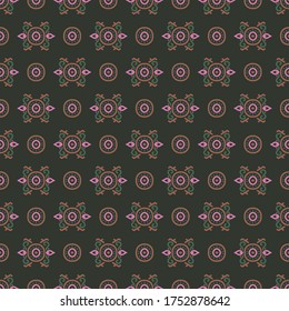 Seamless vector pattern with ethnic ornament. Decorative background with oriental folk motifs. Textile boho style design.