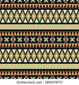 Seamless vector pattern with ethnic ornament. Decorative aztec geometric background for wallpaper and textile design.
