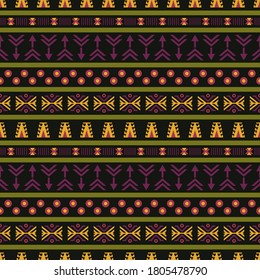 Seamless vector pattern with ethnic ornament. Decorative aztec geometric background for wallpaper and textile design.