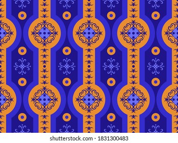 Seamless vector pattern with ethnic ornament. Design for textiles with oriental motives. Background for printing on fabrics or paper.