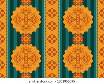 Seamless vector pattern with ethnic ornament. Design for textiles with oriental motives. Background for printing on fabrics or paper.
