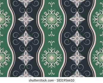 Seamless vector pattern with ethnic ornament. Design for textiles with oriental motives. Background for printing on fabrics or paper.