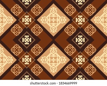 Seamless vector pattern with ethnic ornament. Design for textiles with oriental motives. Background for printing on fabrics or paper.