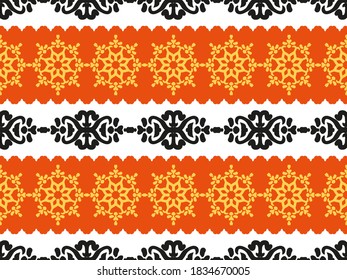 Seamless vector pattern with ethnic ornament. Design for textiles with oriental motives. Background for printing on fabrics or paper.