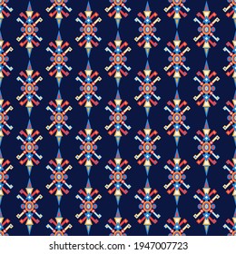 Patrón vectorial sin foco con ornamento étnico. Diseño textil geométrico. 