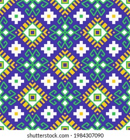 Patrón vectorial sin foco con ornamento étnico. Motivos tribales aztecas. Impresión folclórica tradicional. Diseño de boho textil. 