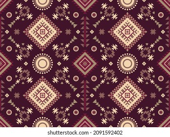 Seamless vector pattern with ethnic ornament. Folk design with Mexican, Aztec, Mayan, Peruvian motives. Bright boho textile print. 